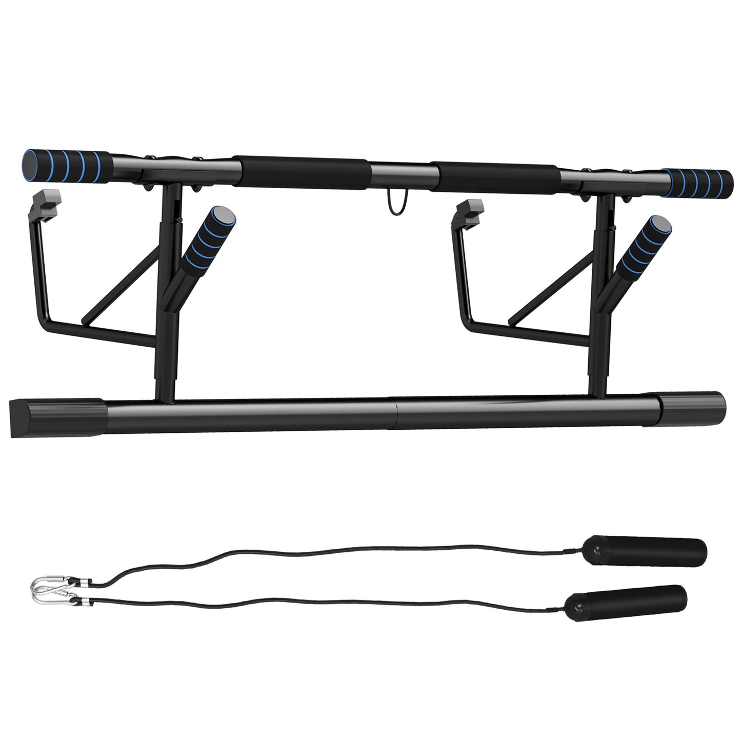 SPORTNOW Pull-Up Bar Doorway Push Up Stand w/ Resistance Bands for Home Gym
