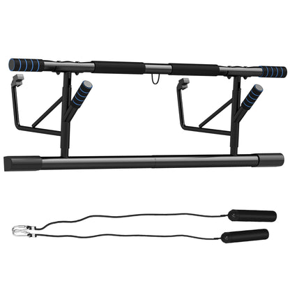 SPORTNOW Pull-Up Bar Doorway Push Up Stand w/ Resistance Bands for Home Gym