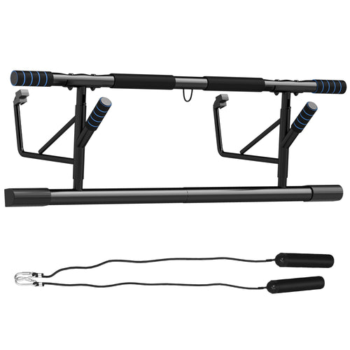 SPORTNOW Pull-Up Bar Doorway Push Up Stand w/ Resistance Bands for Home Gym