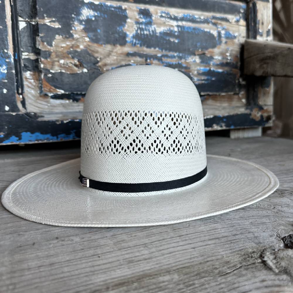 American Fancy Vent Ivory Open Crown Straw Hat