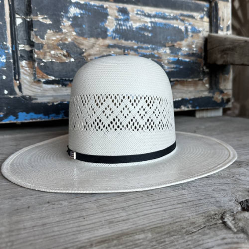 American Fancy Vent Ivory Open Crown Straw Hat