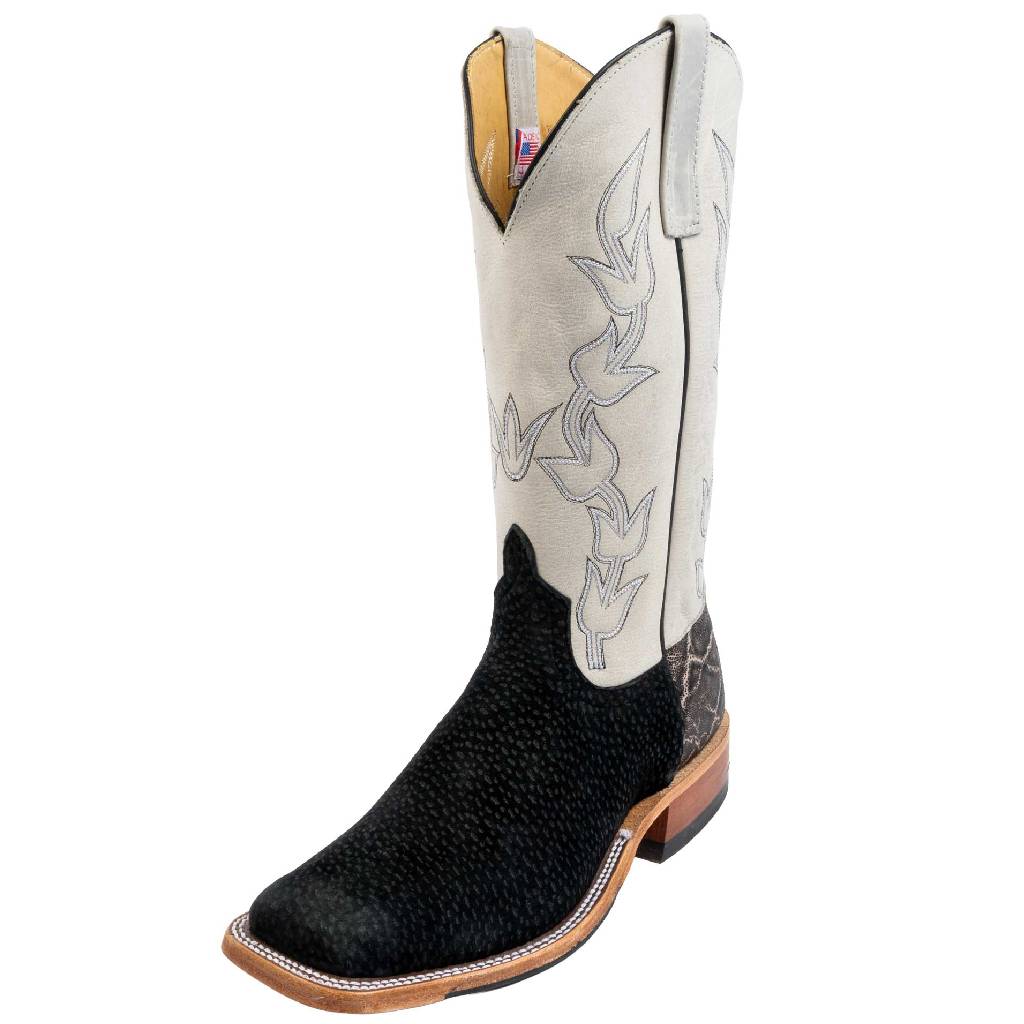 Anderson Bean Men's Square Toe Distressed Black Carpincho Western Boot