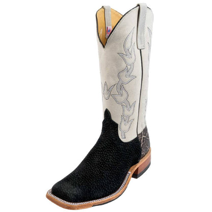 Anderson Bean Men's Square Toe Distressed Black Carpincho Western Boot