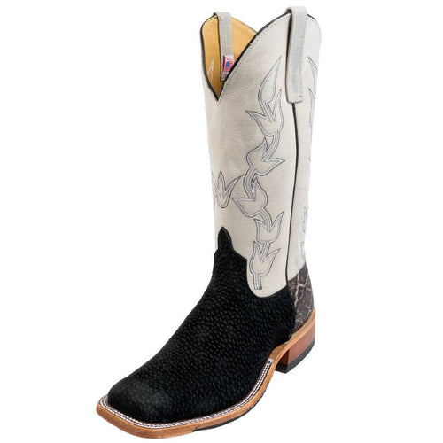 Anderson Bean Men's Square Toe Distressed Black Carpincho Western Boot