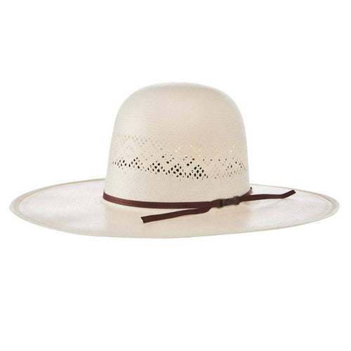 American Fancy Vent Ivory Open Crown Straw Hat - 4 1/4"