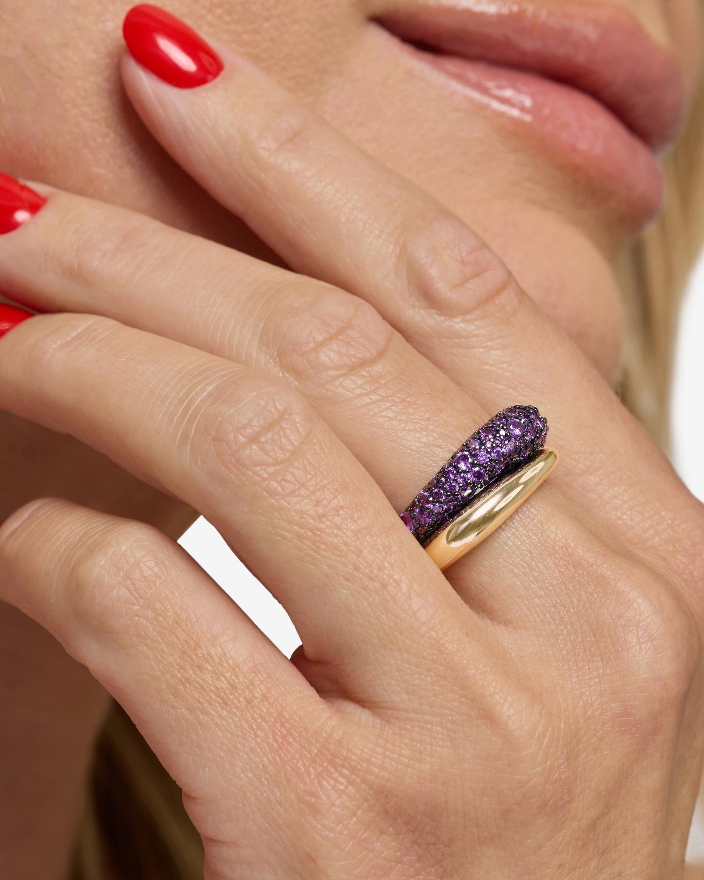 Norah Pavé Double Ring - Gold|Lavender Amethyst