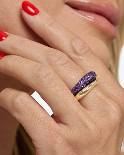 Norah Pavé Double Ring - Gold|Lavender Amethyst