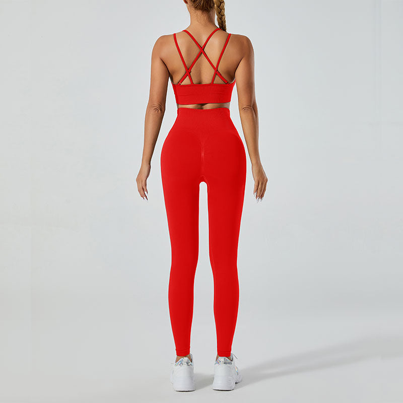 High-Waisted Leggings and Vest Gym Set