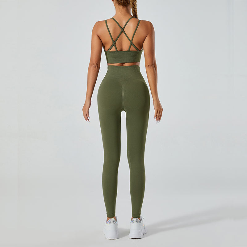 High-Waisted Leggings and Vest Gym Set