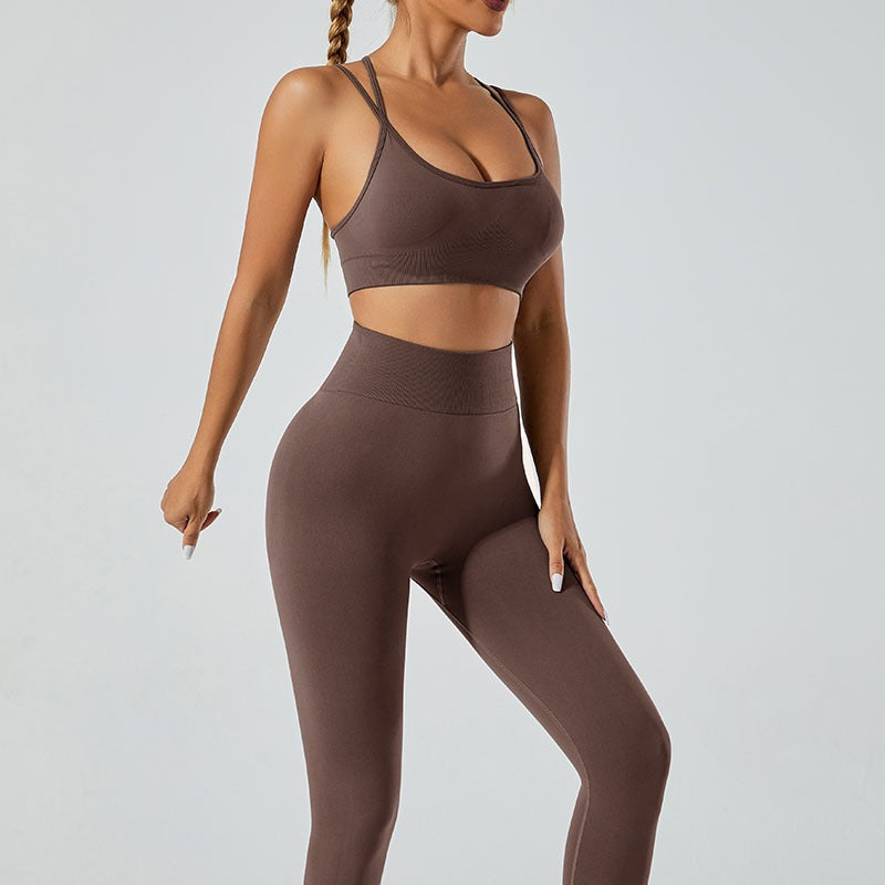 High-Waisted Leggings and Vest Gym Set