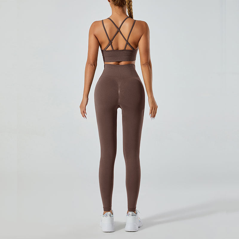 High-Waisted Leggings and Vest Gym Set