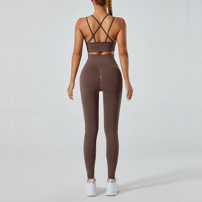 High-Waisted Leggings and Vest Gym Set