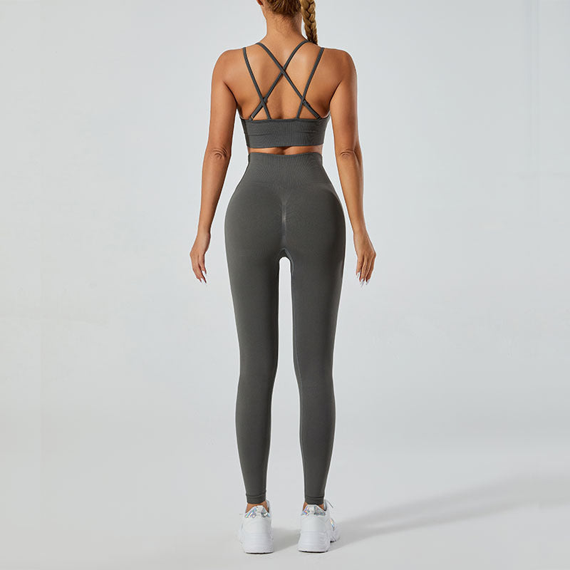 High-Waisted Leggings and Vest Gym Set