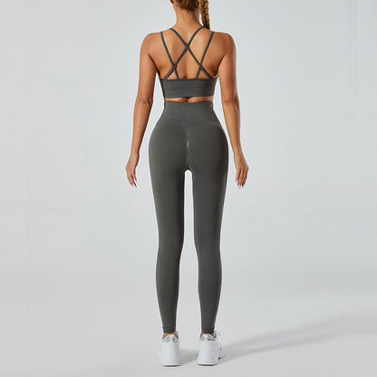 High-Waisted Leggings and Vest Gym Set
