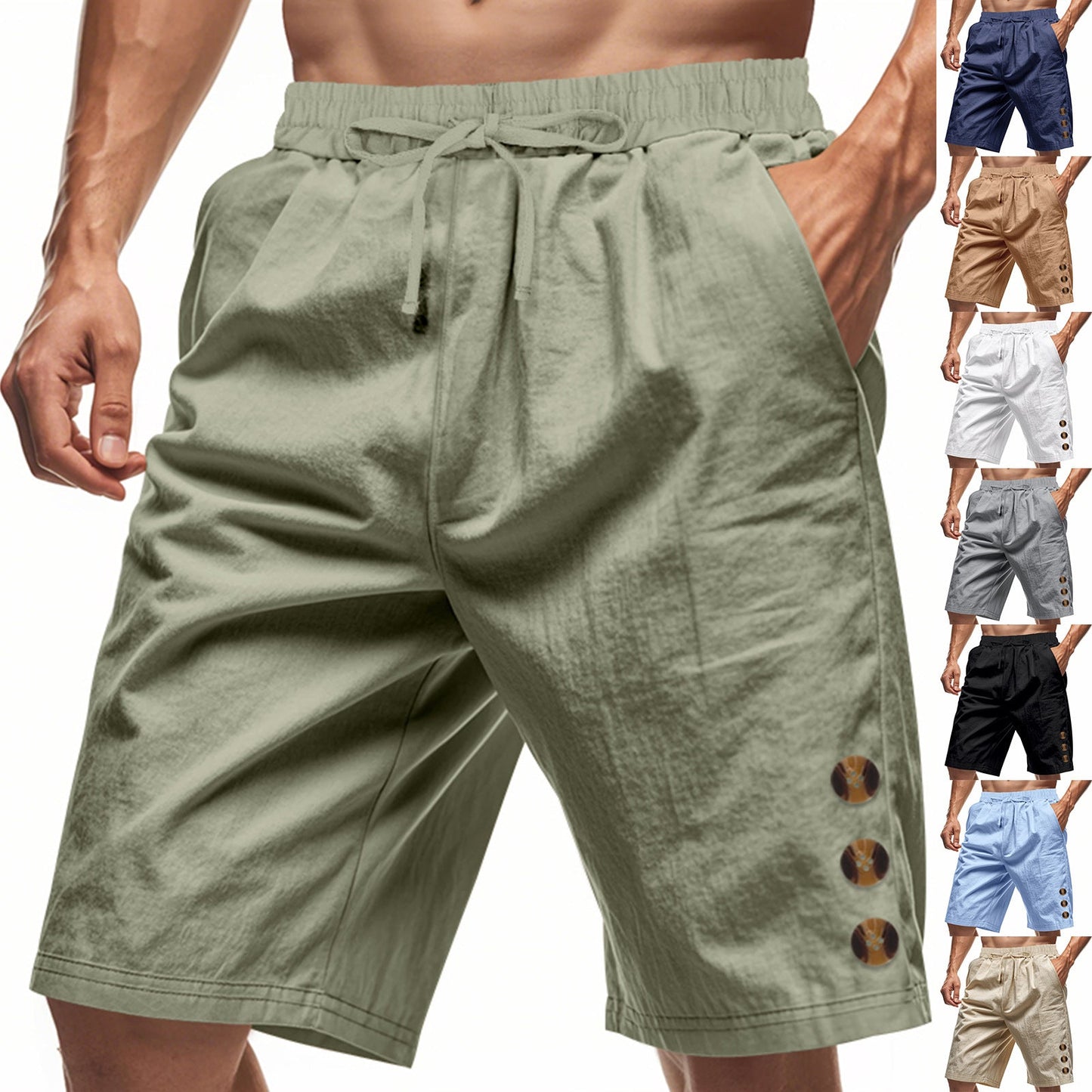 Men's Summer Loose Linen Beach Shorts