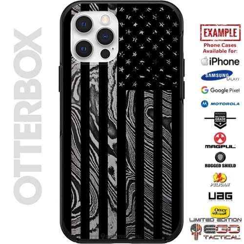 Damascus Steel under US Flag Subdued Design Custom Printed Case Design for Apple, Samsung, Google & Motorola Phone Models