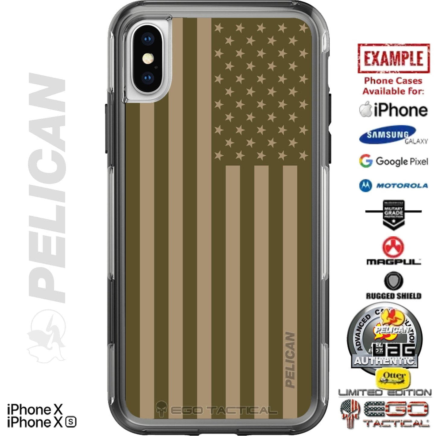 OD Green on FDE Desert Tan Printed US American Flag Custom Printed Case Design for Apple, Samsung, Google & Motorola Phone Models