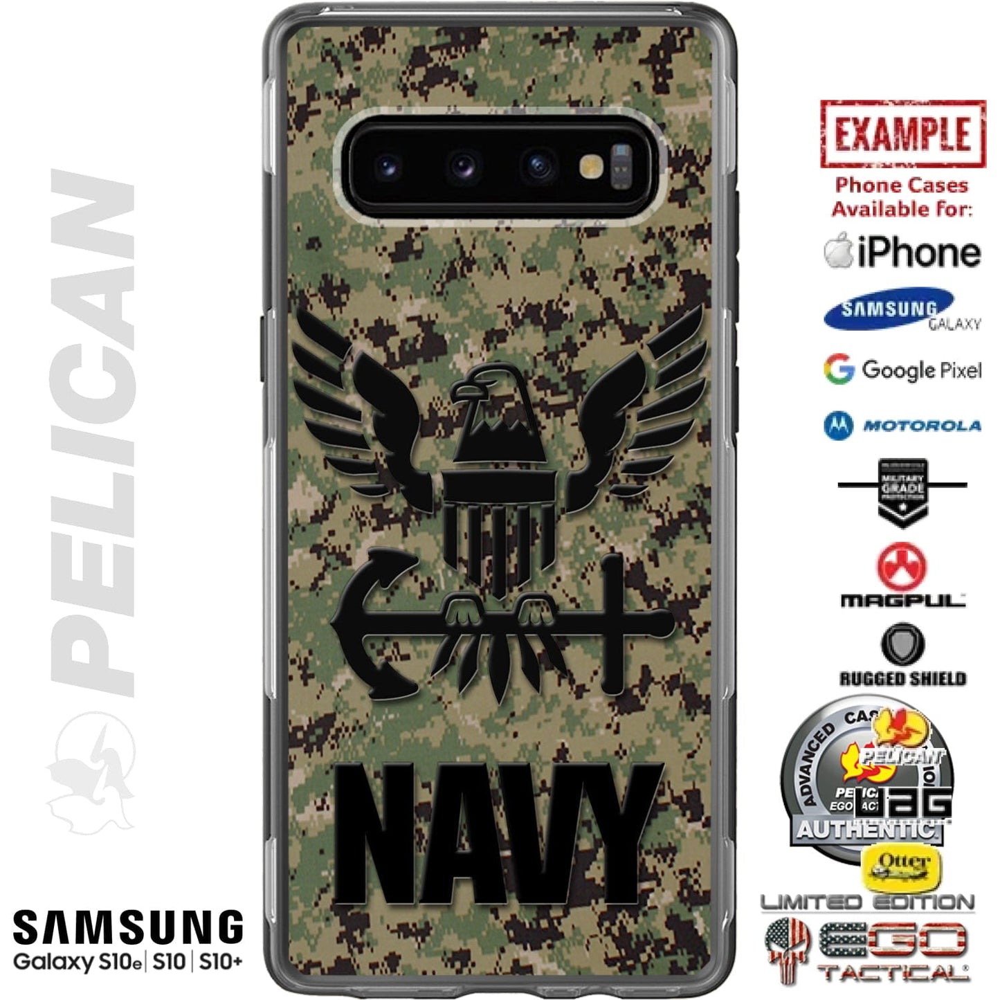 UCP/NWU Type 3 Digital Camo US Navy Logo Custom Printed Case Design for Apple, Samsung, Google & Motorola Phone Models