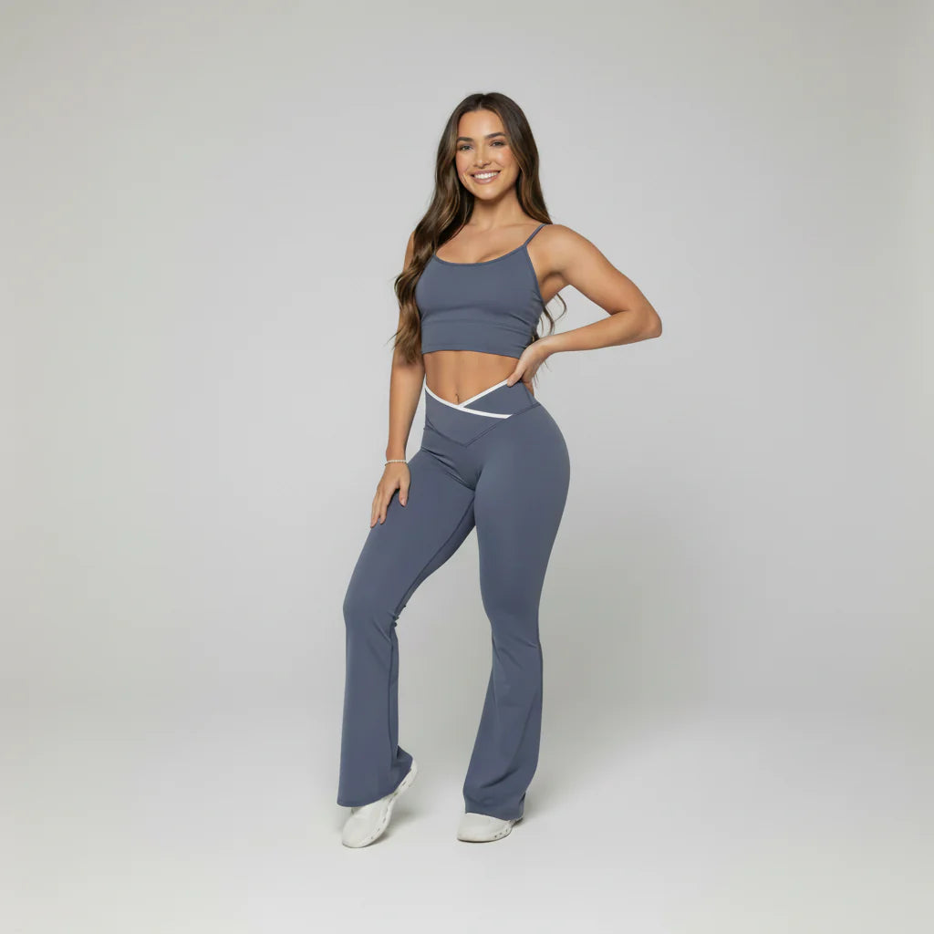 PHIA Aura Contrast V-Waist Flare Leggings