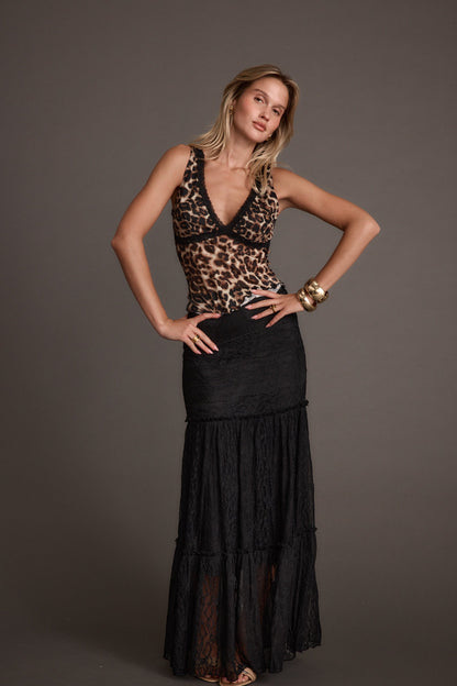 Poppy Black Lace Maxi Skirt