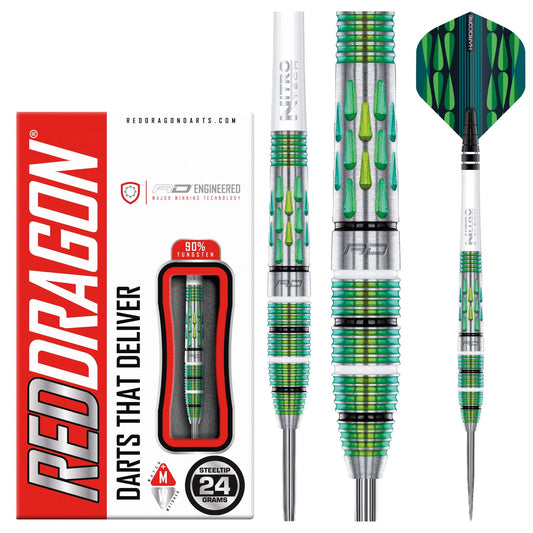 RED DRAGON - Artura Screamin' Green Darts - 90% Tungsten - 24g
