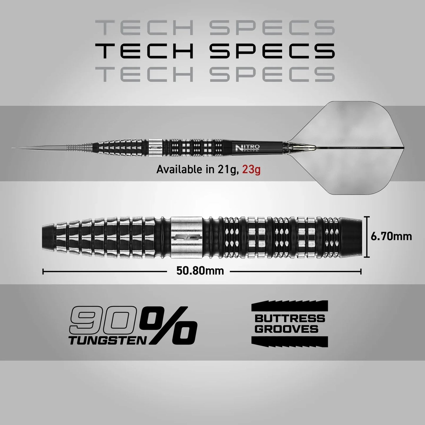 RED DRAGON - 23g RECON TAPERED Darts - 90% Tungsten