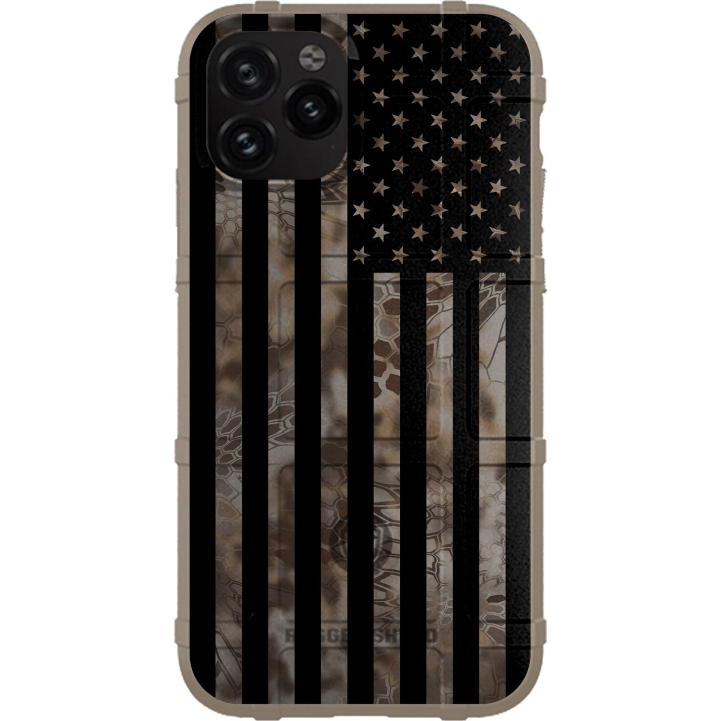US Flag Subdued over Kryptek Camouflage Custom Printed Case Design for Apple, Samsung, Google & Motorola Phone Models (Choose Your Color Camo)