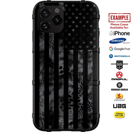 US Flag Subdued over Kryptek Camouflage Custom Printed Case Design for Apple, Samsung, Google & Motorola Phone Models (Choose Your Color Camo)