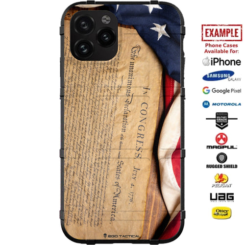 Declaration of Independence US American Flag Custom Printed Case Design for Apple, Samsung, Google & Motorola Phone Models