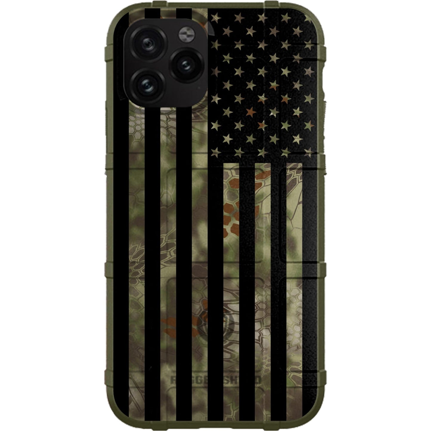 US Flag Subdued over Kryptek Camouflage Custom Printed Case Design for Apple, Samsung, Google & Motorola Phone Models (Choose Your Color Camo)