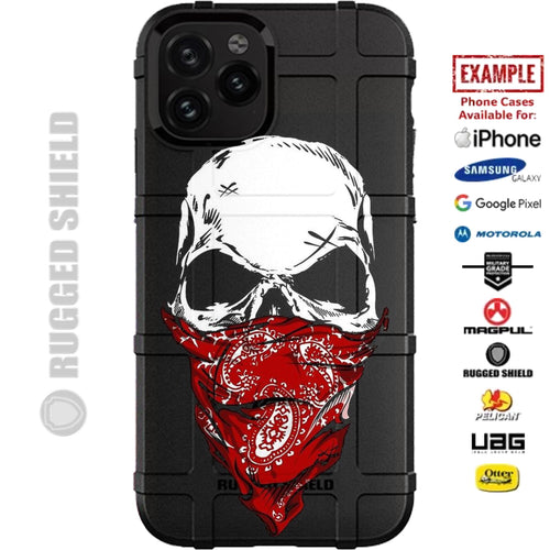 Multi-Colored Bandanna Skull Bandit Custom Printed Case Design for Apple, Samsung, Google & Motorola Phone Models