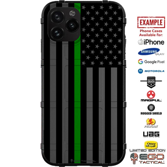 US American Flag Subdued Thin Green Line, Ranger, Game Warden Custom Printed Case Design for Apple, Samsung, Google & Motorola Phone Models