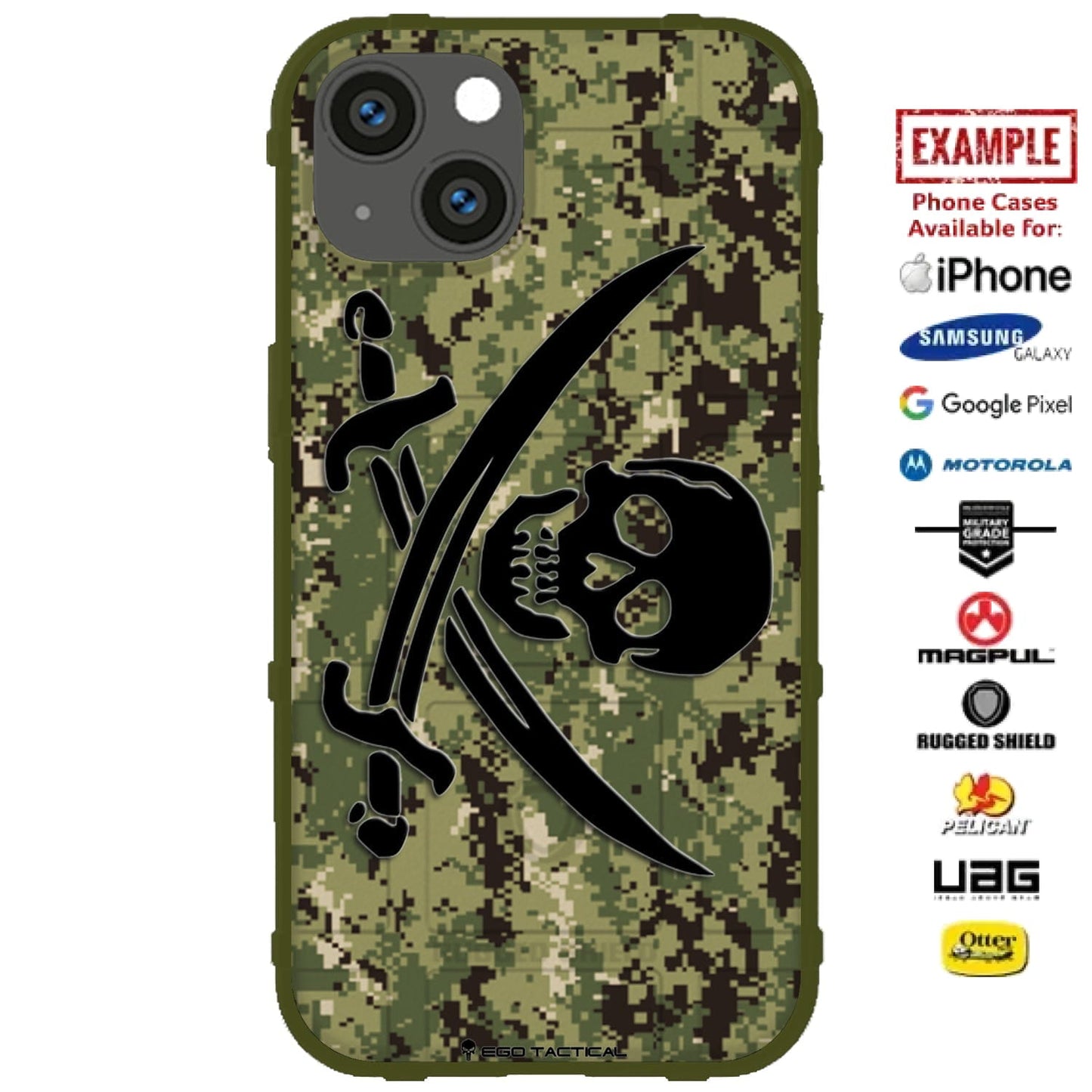 NWU 3 AOR-2 Digital Camo Jolly Roger / Calico Jack Rackham Custom Printed Case Design for Apple, Samsung, Google & Motorola Phone Models