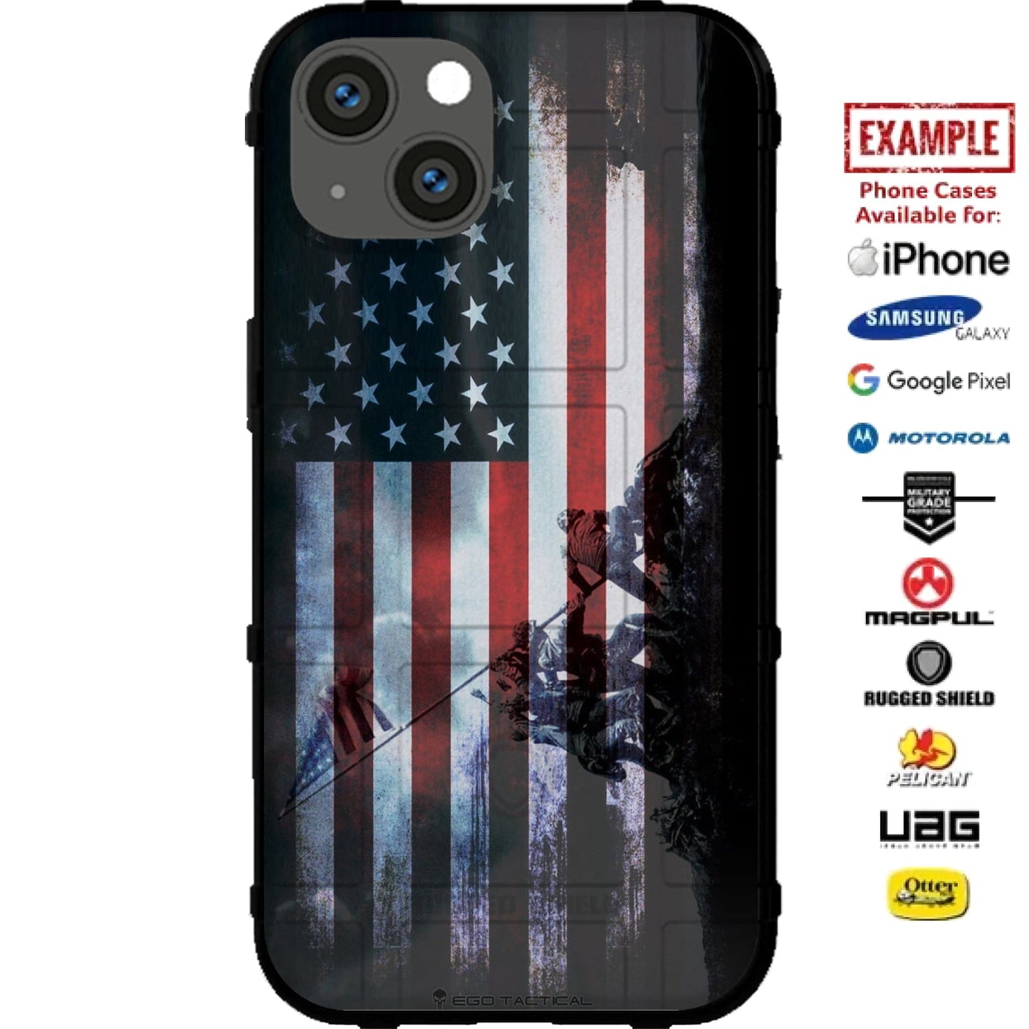 World War 2 Iwo Jima Memorial Reversed US Flag Custom Printed Case Design for Apple, Samsung, Google & Motorola Phone Models