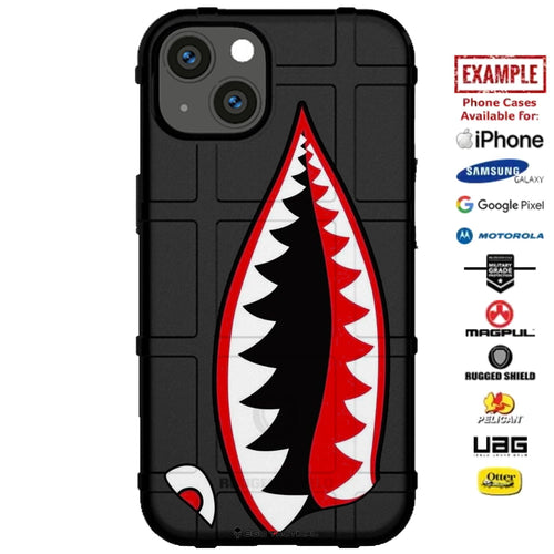 Warhawk Shark Teeth Black Custom Printed Case Design for Apple, Samsung, Google & Motorola Phone Models