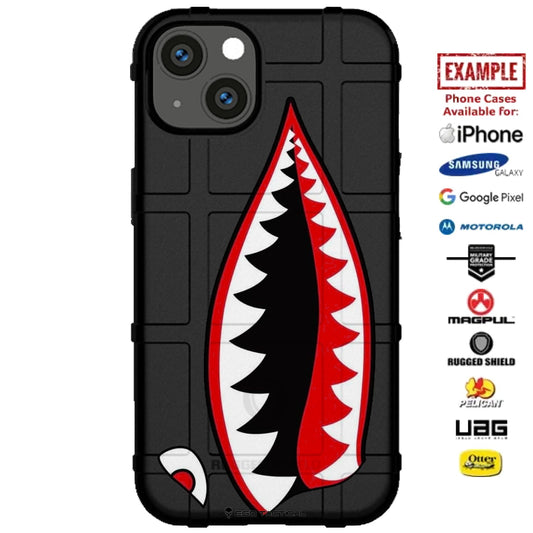 Warhawk Shark Teeth Black Custom Printed Case Design for Apple, Samsung, Google & Motorola Phone Models