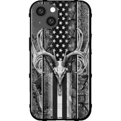 Deer Skull Oak Camo Hunter US Flag Custom Printed Case Design for Apple, Samsung, Google & Motorola Phone Models