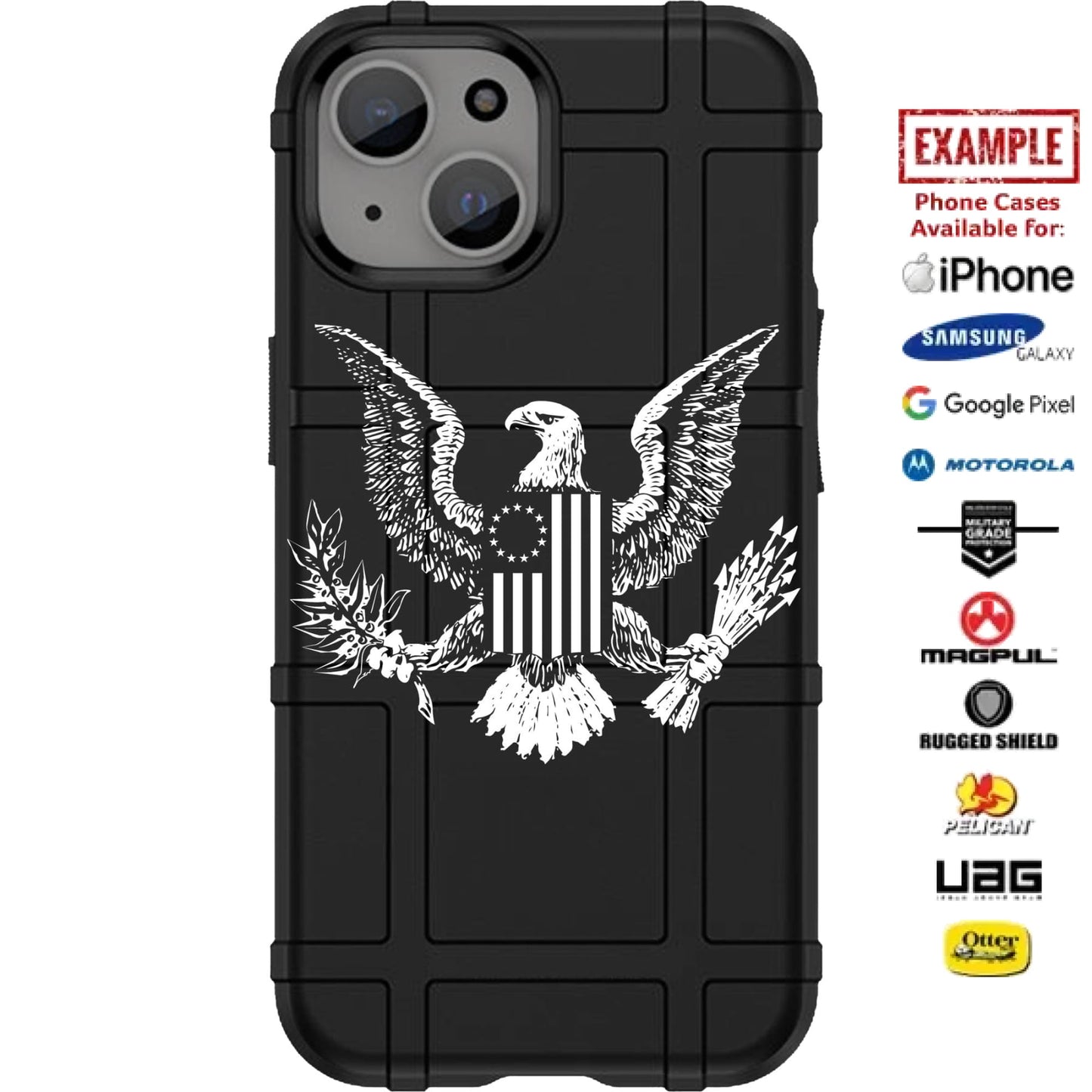 13 Star Eagle Coat of Arms E Pluribus Unum Custom Printed Case Design for Apple, Samsung, Google & Motorola Phone Models