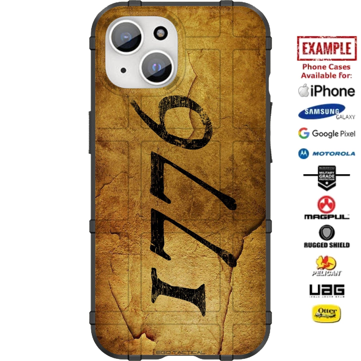1776 text on Parchment Custom Printed Case Design for Apple, Samsung, Google & Motorola Phone Models