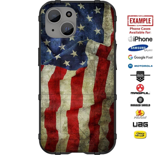 Real Waving Old Glory, Red White Blue Tattered US American Flag Custom Printed Case Design for Apple, Samsung, Google & Motorola Phone Models