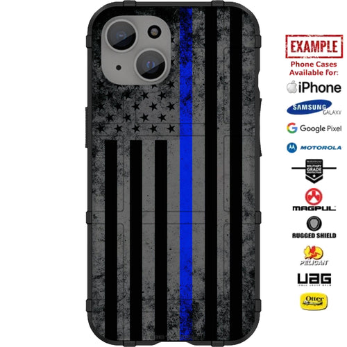Worn Grey US American Flag Blue, Red, Yellow, Green Thin Line Assortment Custom Printed Case Design for Apple, Samsung, Google & Motorola Phone Models