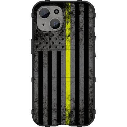 Worn Grey US American Flag Blue, Red, Yellow, Green Thin Line Assortment Custom Printed Case Design for Apple, Samsung, Google & Motorola Phone Models