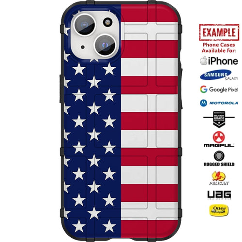 US American Flag Sideways Custom Printed Case Design for Apple, Samsung, Google & Motorola Phone Models