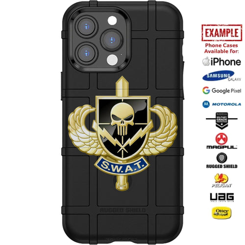 SWAT Punisher Lightning Shield Custom Printed Case Design for Apple, Samsung, Google & Motorola Phone Models