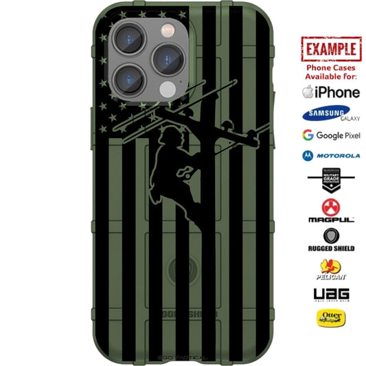 US Lineman Subdued American Flag Custom Printed Case Design for Apple, Samsung, Google & Motorola Phone Models