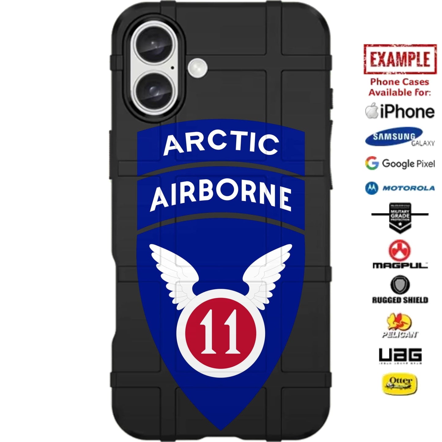 U.S. Army 11th Airborne Arctic Division Patch Custom Printed Case Design for Apple, Samsung, Google & Motorola Phone Models