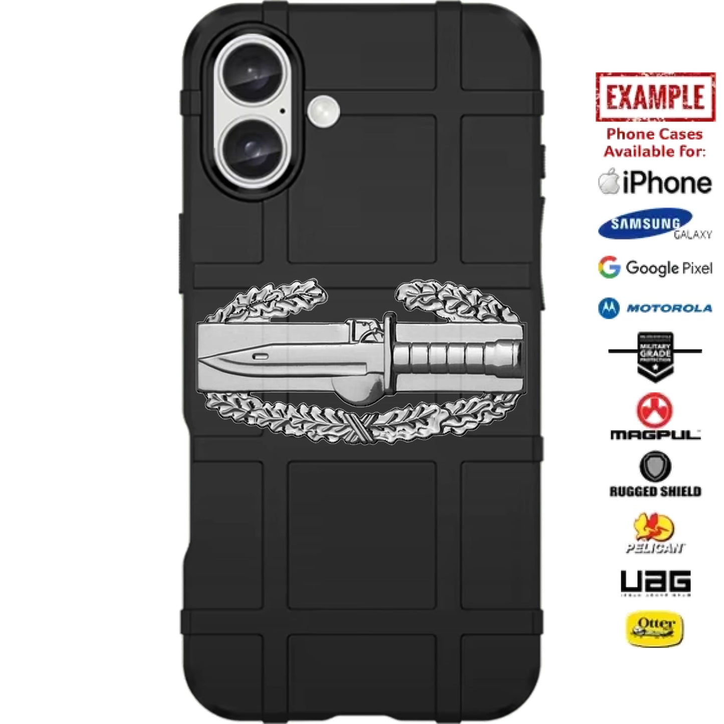 U.S. ARMY COMBAT ACTION BADGE Design Custom Printed Case Design for Apple, Samsung, Google & Motorola Phone Models