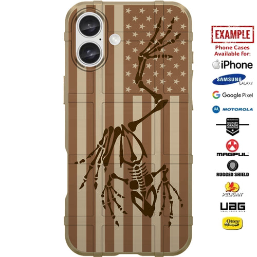 US American Flag Subdued Gold under Bonefrog, U.S. Navy SEALs Custom Printed Case Design for Apple, Samsung, Google & Motorola Phone Models