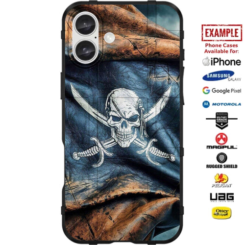 Jolly Roger Pirate Crossed Swords Vintage Sailor Custom Printed Case Design for Apple, Samsung, Google & Motorola Phone Models