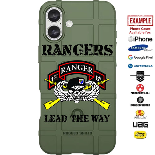 Army Airborne 1st Battalion Rangers Lead The Way Custom Printed Case Design for Apple, Samsung, Google & Motorola Phone Models